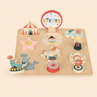 Jeu de puzzle en bois Montessori sur le thème du cirque, jouets éducatifs pour les tout-petits, préscolaire, apprentissage précoce, reconnaissance des formes, jeu de société