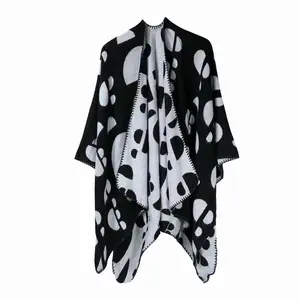 Phụ Nữ Đi Du Lịch Leopard Tassel Cashmere Khăn Choàng Bán Buôn Mùa Đông Bọc Ấm Jacquard Poncho Cape Cardigan Pashmina Khăn Choàng