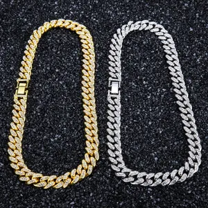 Hip Hop Modeschmuck Großhandel vergoldet Miami Cadena Cubana Männer Cz Diamond Iced Out Halsketten Cuban Link Chain
