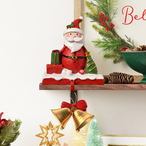 Ornement de cheminée de Noël Père Noël et Bonhomme de neige, sculpture en résine époxy pour la décoration de la maison - Product Image 4
