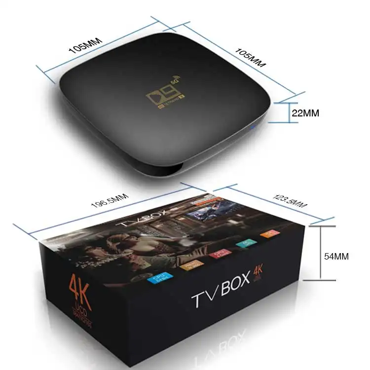 Box Tv D9 2.4G 5G WiFi avec mise à jour du micrologiciel BT android 10 11 smart tv box amlogic 4k décodeur