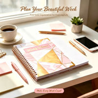 Agenda personnalisé 2027 – Design en cuir rigide avec reliure spirale, pages détachables en PP – Journal de gratitude, journal de grossesse, carnet de notes, planificateur