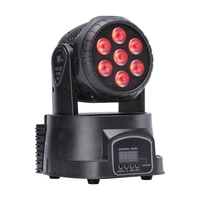Luces Móviles de Cabeza con 7 LEDs RGBW de 70W, Mini Luces para DJ, Discotecas y Bares, con Control DMX512, Movimiento Pan/Tilt