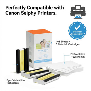 Papier photo compatible avec les cartouches d'encre <span class=keywords><strong>Canon</strong></span> <span class=keywords><strong>Selphy</strong></span> CP1300 CP1200 CP910 CP900 CP810 CP800 CP780 CP760 CP720 CP1500 KP-108in - Product Image 2