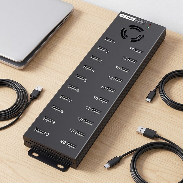 Sipolar A-805P Industrial 20 Port USB 2.0 Hub 120W Charging Station Multi-Port Phone Docking Station for Marketing Lab