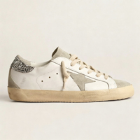 Baskets à lacets vintage d'inspiration créateur, style usé confortable, en cuir véritable, pour le jogging décontracté, avec talon scintillant en caoutchouc