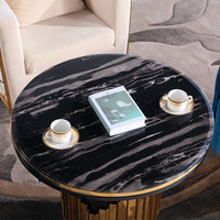 Nouvelle table basse design moderne pour salon, en acier inoxydable et marbre noir