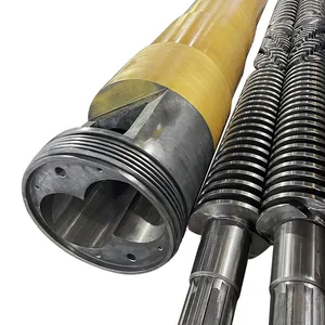 Parafuso e tambor de extrusão de tubo de plástico para extrusora de PVC, parafuso e tambor bimetálico duplo cônico