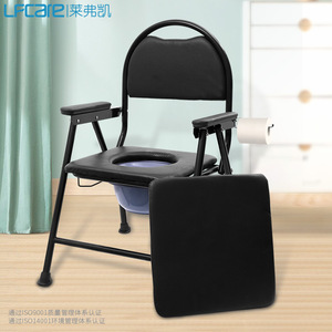 Lfcare Foldable <b>Commode</b> <b>Chair</b> With Toilet Seat For Seniors Portable Bathroom Stool With Armrests And Backrest - Product Image 1