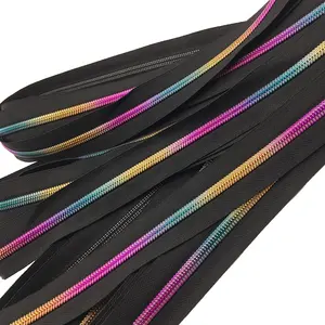 Lucky YYX — bande fermeture éclair personnalisable O/E, bande en Nylon multicolore arc-en-ciel, pour bricolage de sacs à fermeture éclair
