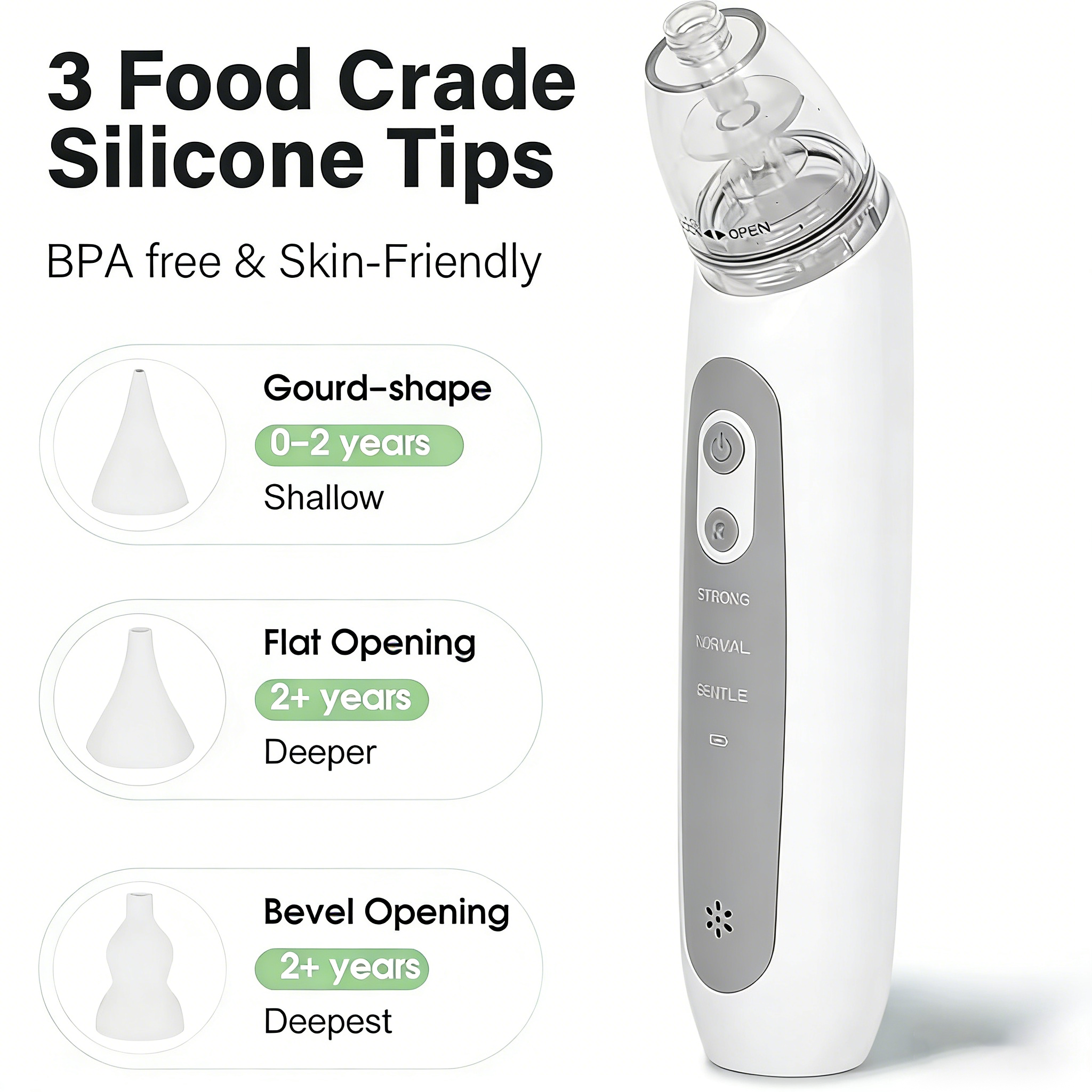 Safe Electric Baby Nasal Aspirator Built-in Music Light ABS Nose Cleaner Portable USB & Battery Powered 400mAh Household Use