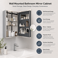Kabinet Cermin Dinding Modern untuk Penyimpanan Kosmetik, Kabinet Cermin Kamar Mandi