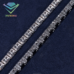 925 sterling <b>Silver</b> Moissanite Tennis <b>Bracelet</b> Round Brilliant Cut claw Setting gold Plated black white chain Luxury Jewelry - Product Image 5