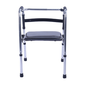 <b>Walking</b> Aid <b>With</b> <b>Seat</b> Foldable Aluminum <b>Frame</b> Four Legged Walker For Elderly Mobility Assistance - Product Image 3