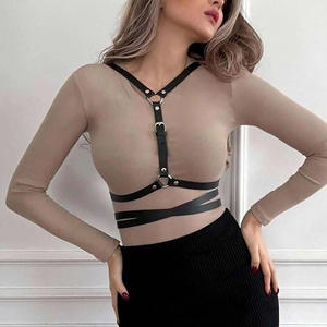 Femmes Sexy Jarretières faux <span class=keywords><strong>Cuir</strong></span> Femmes Corps Bondage Cage Sculpting Harnais Ceinture Bretelles Bretelles Goth Harajuku Ceinture - Product Image 2