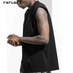 Débardeur 100 % coton de haute qualité pour hommes – Vente en gros, couleur unie, sans manches, coupe oversize, design tricoté sportif - Product Image 2