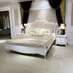 RUI <span class=keywords><strong>SEN</strong></span> Set Letto Stile Francese Rosa 1,8 Metri, Arredamento in Stile Europeo, Tessuto Classico, Legno Massello Intagliato, Mobili per Villa Principesca - Product Image 1