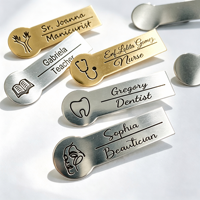 Badge nominatif personnalisé en acier inoxydable, autocollant nominatif gravé au laser or/argent avec épingle – Pour personnel d'hôtel, salon, spa, employé, OEM/ODM