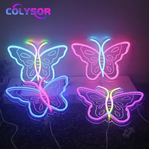 Desain baru kupu-kupu serangga Neon rumah dekorasi kamar tidur akrilik 5v Rgb Led kustom lampu Neon tanda