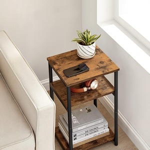 Mesa auxiliar informal para el hogar/mesa de centro, combinación de hierro y madera, estante de tres niveles para colocar junto a la cama, dormitorio/sala de estar - Product Image 2