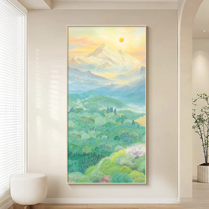 Landscape Painting Oil <b>Canvas</b> Abstract Mountain Scene Contemporary Art Wall Decor Single <b>Frame</b> Aluminum Alloy <b>Frame</b> - Product Image 1