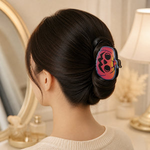 Pinzas para el pelo de calabaza malvada de Halloween, horripilantes pinzas para el pelo de calabaza Jack-O'-Lantern, pinzas para el pelo de calabaza con mueca para mujer - Product Image 3