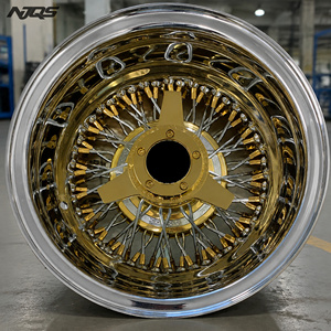 NJQS 13x7 Rev 100 直条形 5x114.3 轮圈 金线 Zenith Luxor Truspoke Cragar Spokes 24 22 金玫瑰色 - Product Image 4