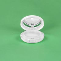 Estuche Compacto Redondo Blanco Mate para Polvos Compactos con Dos Compartimentos y Espejo, Materiales Reciclados, Capacidad de 7g+9g+15g