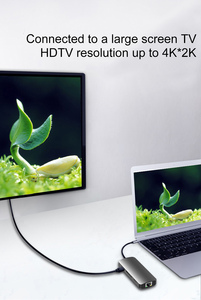 Gray Type c Hub 8 in 1 Aluminum Shell <strong>Usb</strong> C Hub Adapter <strong>to</strong> <strong>Ethernet</strong> with HDMI 4K,TF/SD Card Reader <strong>USB</strong> 3.0 PD for MacBook - Product Image 5