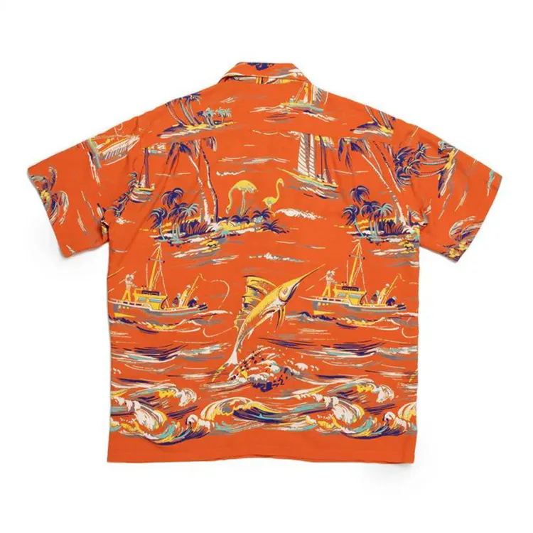 2024 yeni moda pamuk erkek kısa kollu düğme aşağı özel Hawaiian gömlek abd