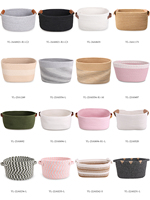 Panier cadeau personnalisé pour nouveau-nés, ensemble de paniers de rangement en corde de coton rose pliable et durable, respectueux de l'environnement, pour couches, jouets et serviettes