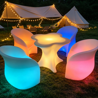 Tables et chaises LED RGB étanches pour l'extérieur, idéales pour les mariages, événements, hôtels, salons, bars et boîtes de nuit (Dropshipping)