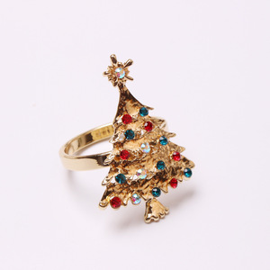 Anneaux de serviette en forme de sapin de Noël en or avec diamants colorés, boucle pour <span class=keywords><strong>mouchoir</strong></span> - Product Image 5