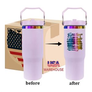 Flip Straw 30oz Matte <b>Macaron</b> Blank Sublimation Double Walled Vacuum Insulated Rainbow Underneath Tumbler - Product Image 2