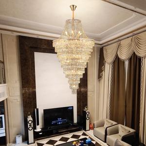 Techo alto Villa Hotel escaleras vestíbulo oro moderno vidrio lujo grande K9 cristal caída araña - Product Image 4