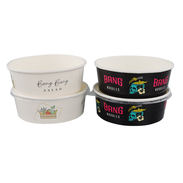 Disposable Custom Printed Logo Food Container Paper Fast Food Salad Bowls