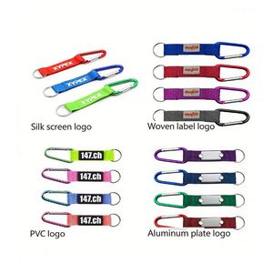 Wholesale Zinc Alloy Carabiner Keychain with Custom Logo Short <b>Lanyard</b> Durable <b>Polyester</b> Material Digital Printing - Product Image 4