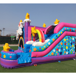 Castillo Inflable Comercial Usado para Niños, Castillo Hinchable Económico con Tobogán en Forma de Unicornio en Venta - Product Image 3