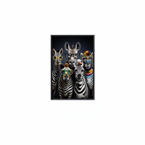 Funny Zebras with Glasses Canvas Art: Unique Animal Wall Decor,<b>BLACK</b> <b>FRAMED</b> CANVAS - Product Image 2