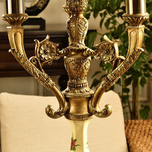 โคมไฟตั้งโต๊ะทองแดงลายกิ่งดอกไม้สไตล์ฝรั่งเศส โคมไฟดอกบัวสำหรับห้องนอน วิลล่า พระราชวัง แสงไฟวิเศษ โคมไฟตั้งโต๊ะทองแดงสำหรับห้องนั่งเล่น - Product Image 6