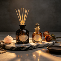 Bouteille diffuseur de parfum en verre personnalisée de luxe avec étiquette sur mesure, vide, pour la maison, décorative, pour cadeau de mariage