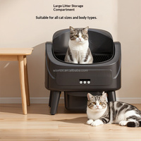Bac à litière pour chat de 65L à ouverture supérieure, avec support stable à quatre pieds, tapis antidérapant, rebord haut anti-éclaboussures et plateau facile à nettoyer