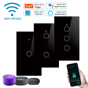 Pour Tuya US Edition WiFi Smart Wall Switch Indicateur <span class=keywords><strong>LED</strong></span> Alexa Compatible RF433 Télécommande 10A Max Alexa Compatible Smart - Product Image 2