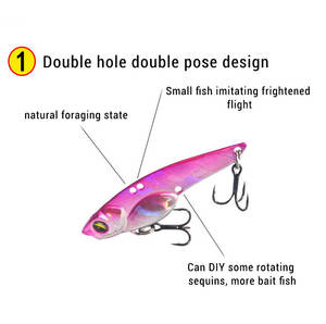 Appâts de pêche Vib Bait Tease à longues dents, appâts pour perches à queue rouge, eau douce et eau de mer, vente en gros - Product Image 2