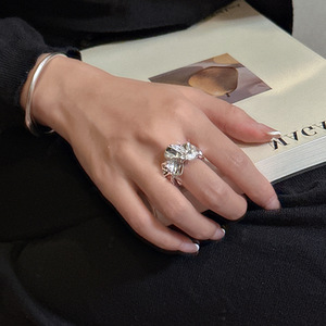 S925 Sterling Silver Korean Niche Irregular Wrinkle Texture <b>Ring</b> Korean Influencer Fashion Trendy Wholesale - Product Image 4