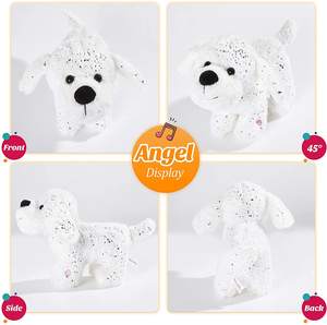 Musica personalizzata illumina il cane bianco farcito cucciolo scintillante morbido peluche LED che canta animali di peluche con luci notturne colorate - Product Image 3