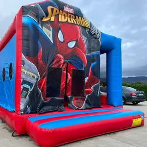 Castillo inflable Spiderman Castillo hinchable Casa de rebote Castillo de salto divertido Tobogán inflable con piscina para niños