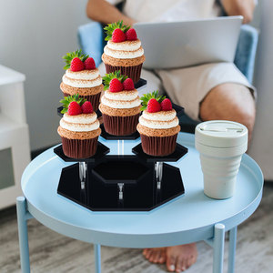 Personnalisable <span class=keywords><strong>Action</strong></span> Figure Riser Collection Organisateur Cupcake Cosmétiques Dessert Hexagone POP Noir 7 Niveaux Acrylique Présentoir - Product Image 5