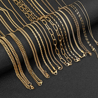 Multistyle Plaqué or 18 carats Chaîne en acier inoxydable imperméable Snake Bone Box Blade Fried Dough Twists Cuban Chain Necklace