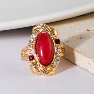 <span class=keywords><strong>Bague</strong></span> géométrique en alliage incrustée de pierres précieuses multicolores, design original, pour femmes, style européen et américain, bijoux à la mode - Product Image 2